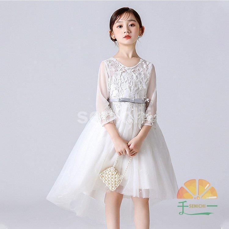 【限定】子供ドレス ロングドレス ワンピース ドレス ロング 子どもドレス チュール レース フラワー 花嫁 フォーマル ジュニアドレス フォーマル 立ったまま調節