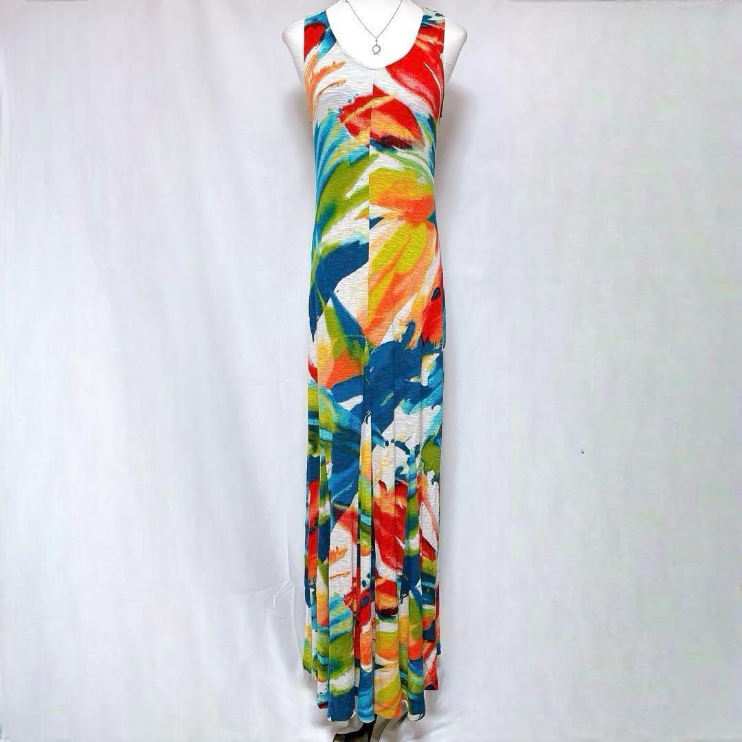 Tommy Bahama アートプリント ノースリーブロングワンピース マキシS