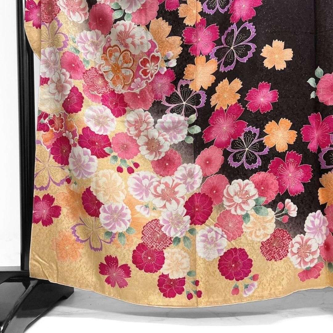 振袖 金駒刺繍 銀通し 桜花模様 花模様 成人式 晴れの日 着物 044a p