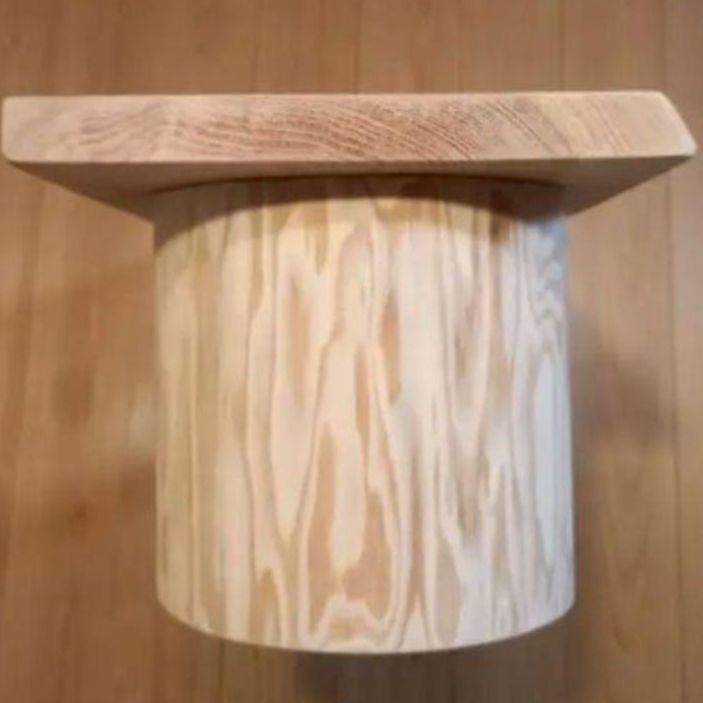 一点物 国産杉スツール ベンチ 無垢杉一枚板 丸太脚 ディスプレイ台