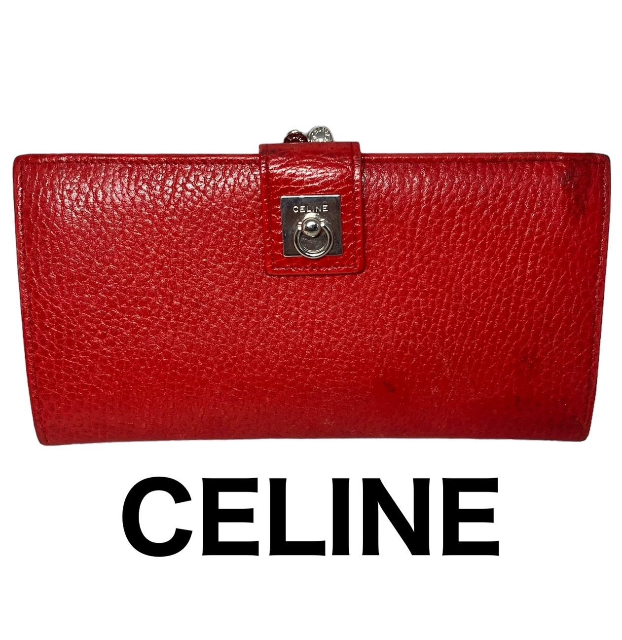 ✨CELINE セリーヌ 長財布 がま口 レザー オールド 金具 レディース 