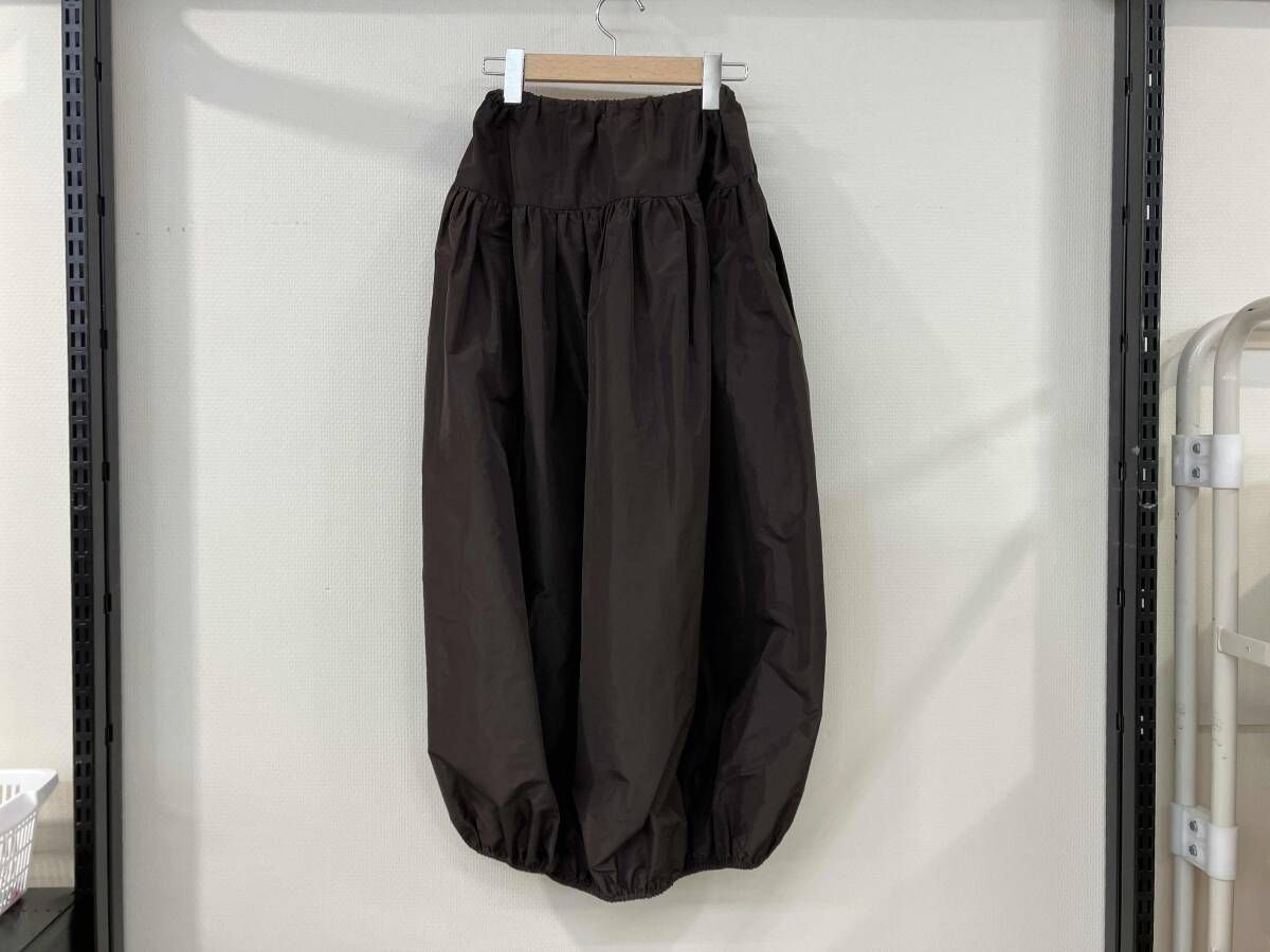 Patou パトゥ バルーンスカート ファイユバブルヘムスカート サイズ34 21AA4-SK023-11 茶 ブラウン ポリエステル レディース