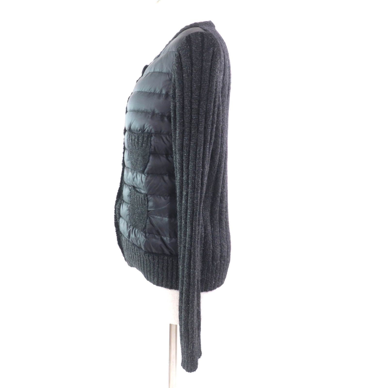 MONCLER - 極美品★MONCLER モンクレール MAGLIONE モヘア混 ロゴボタン付 ラメ入り ダウン切替 カーディガン ダークグレー M 正規品 レディース 極美品☆MONCLER モンクレール MAGLIONE モヘア混 ロゴボタン付