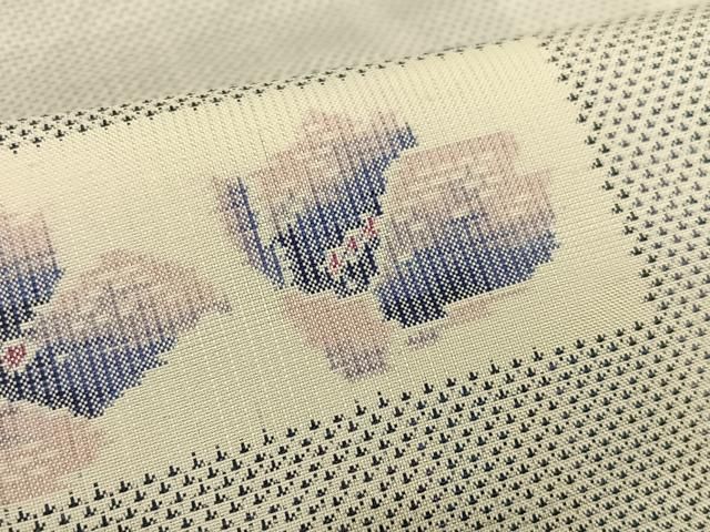 平和屋着物○本場大島紬 白大島 9マルキ 総絣 横段花文 正絹 逸品  