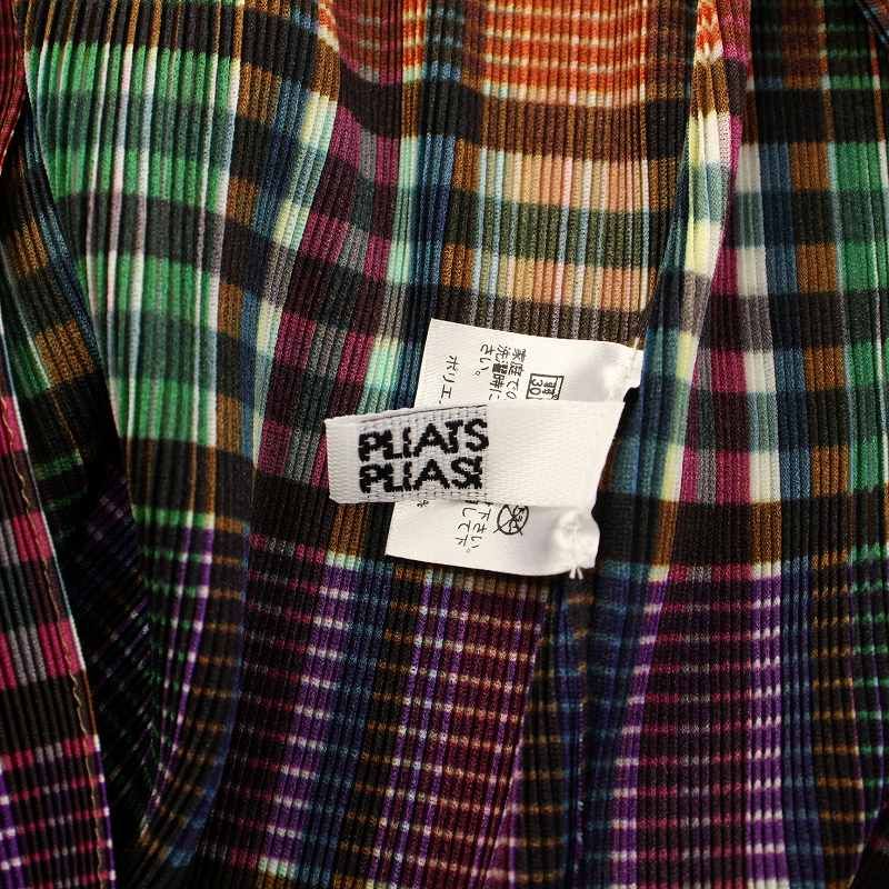 プリーツプリーズ　イッセイミヤケ　プリーツ　カーディガン　半袖　チェック プリーツプリーズ PLEATS PLEASE イッセイミヤケ カーディガン