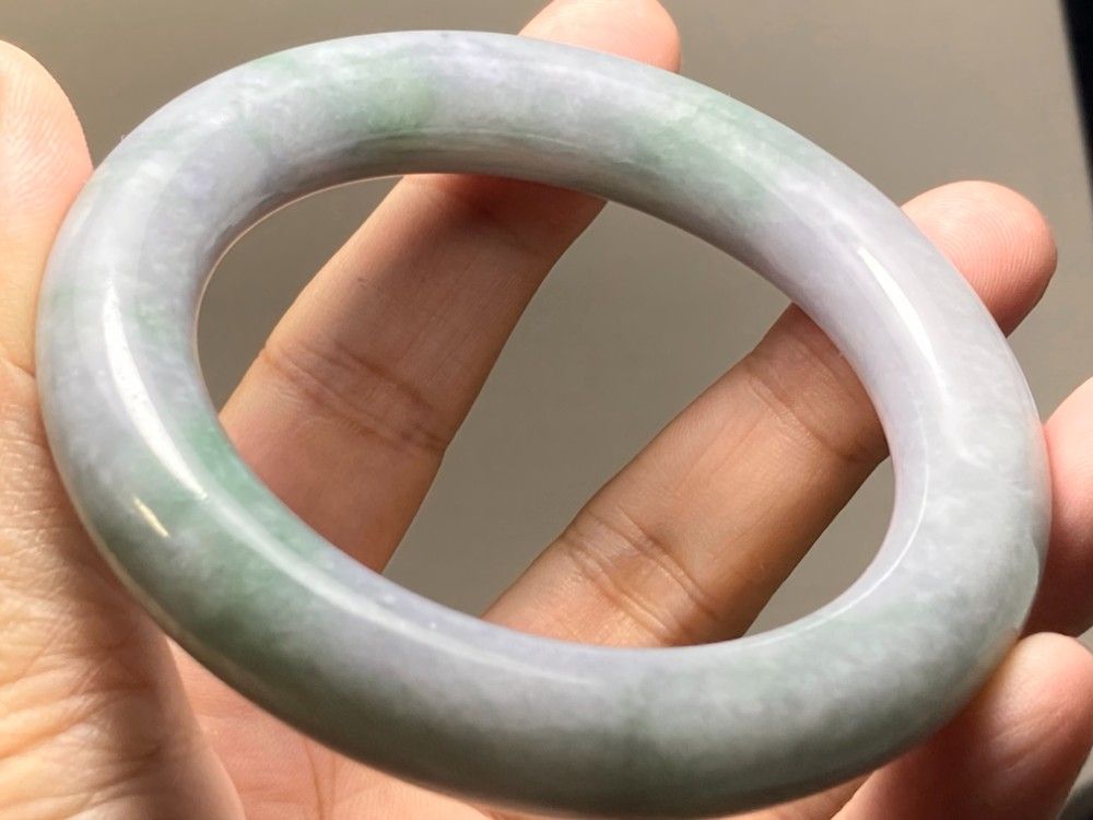 BG9-41 訳あり処分品 54.5mm ミャンマー産 A貨 本翡翠 バングル
