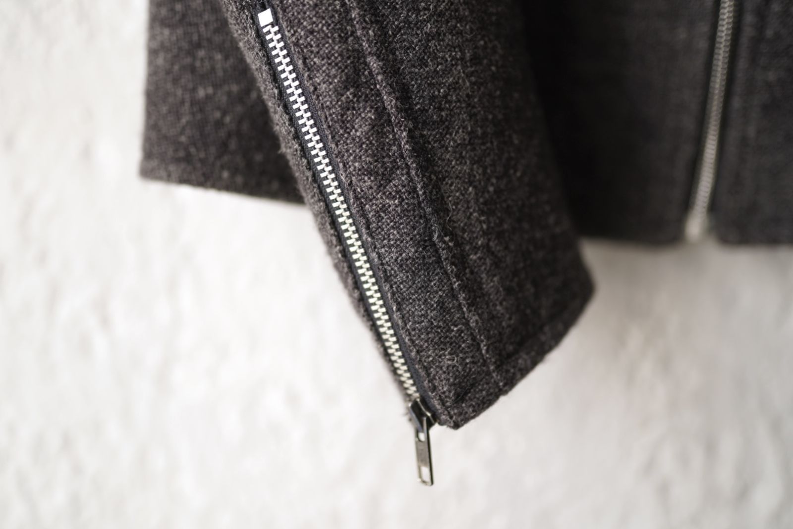 14AW 手紡ぎウールヘンプジップアップブルゾンジャケット / ANSNAM 