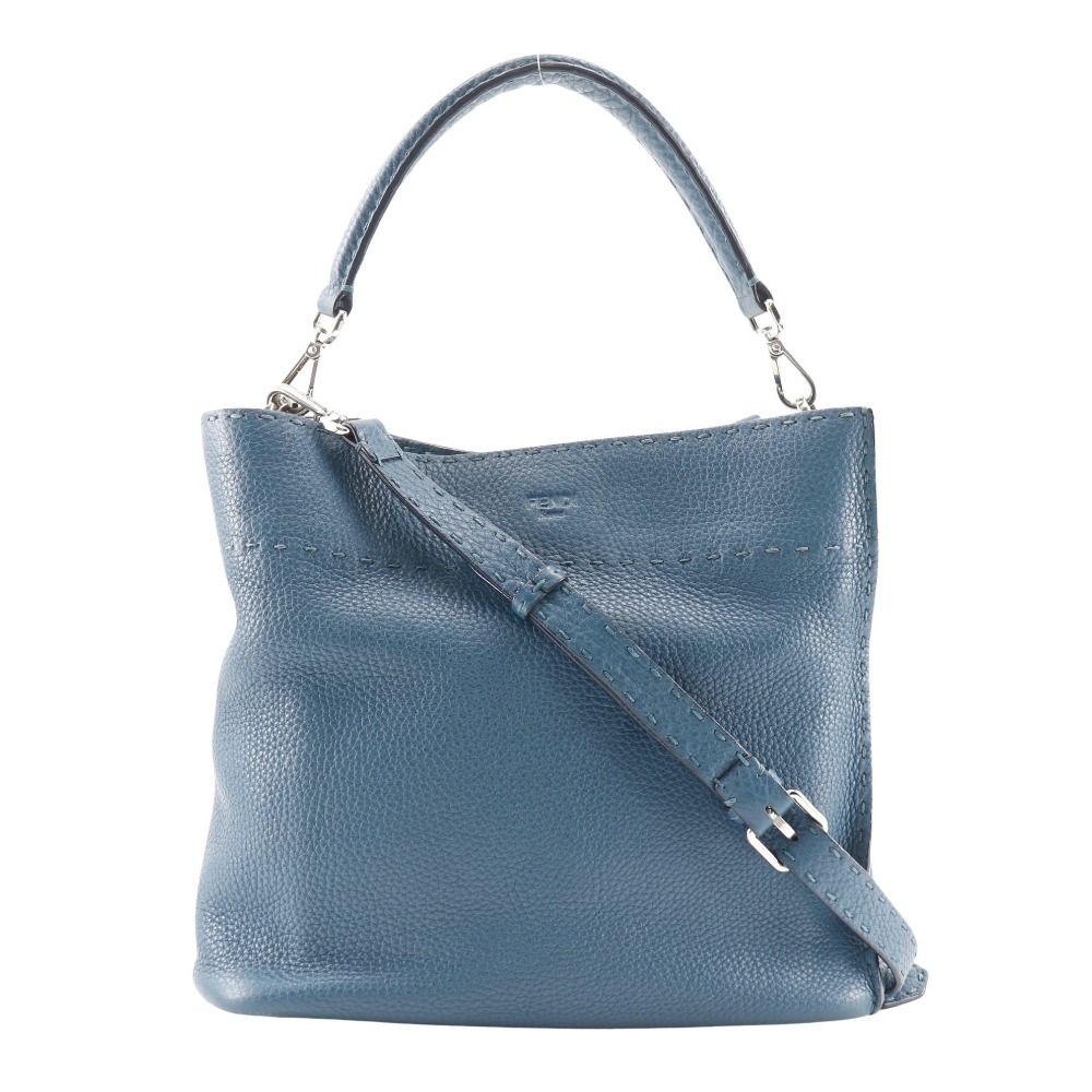 FENDI フェンディ セレリア アンナ スモールバケット 2WAY 8BT218 カーフ 青 レディース ショルダーバッグ