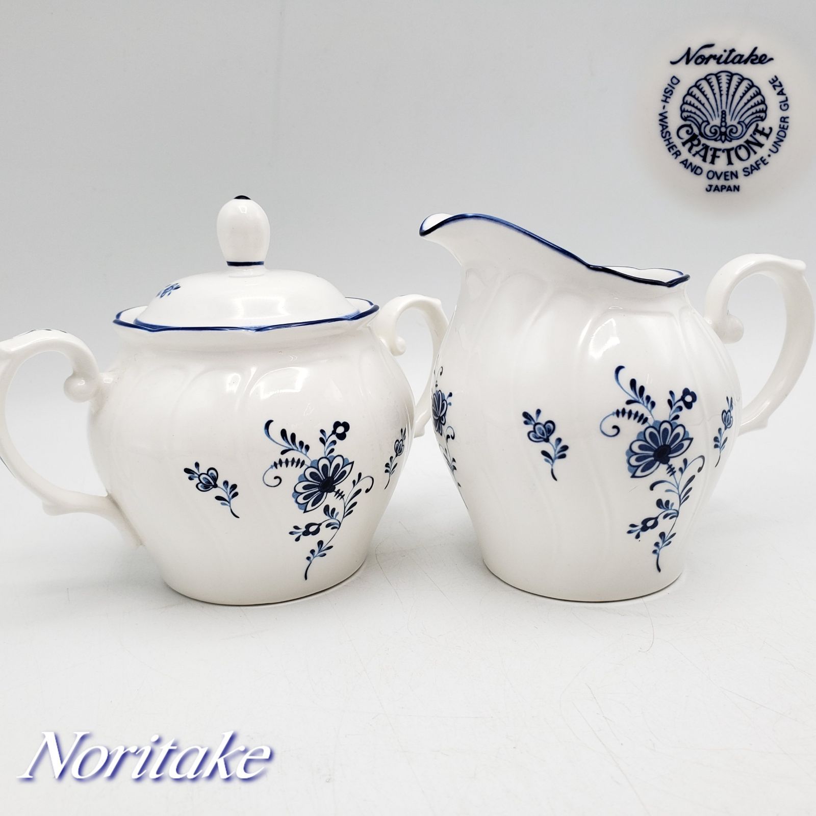 Noritake クラフトーン シュガーポット＆ミルクポット ロイヤルブルー