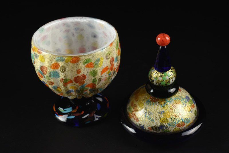 ミルフィオリ プレート ベネチアンガラス 直径 約11.5cm つなぎ つまらな