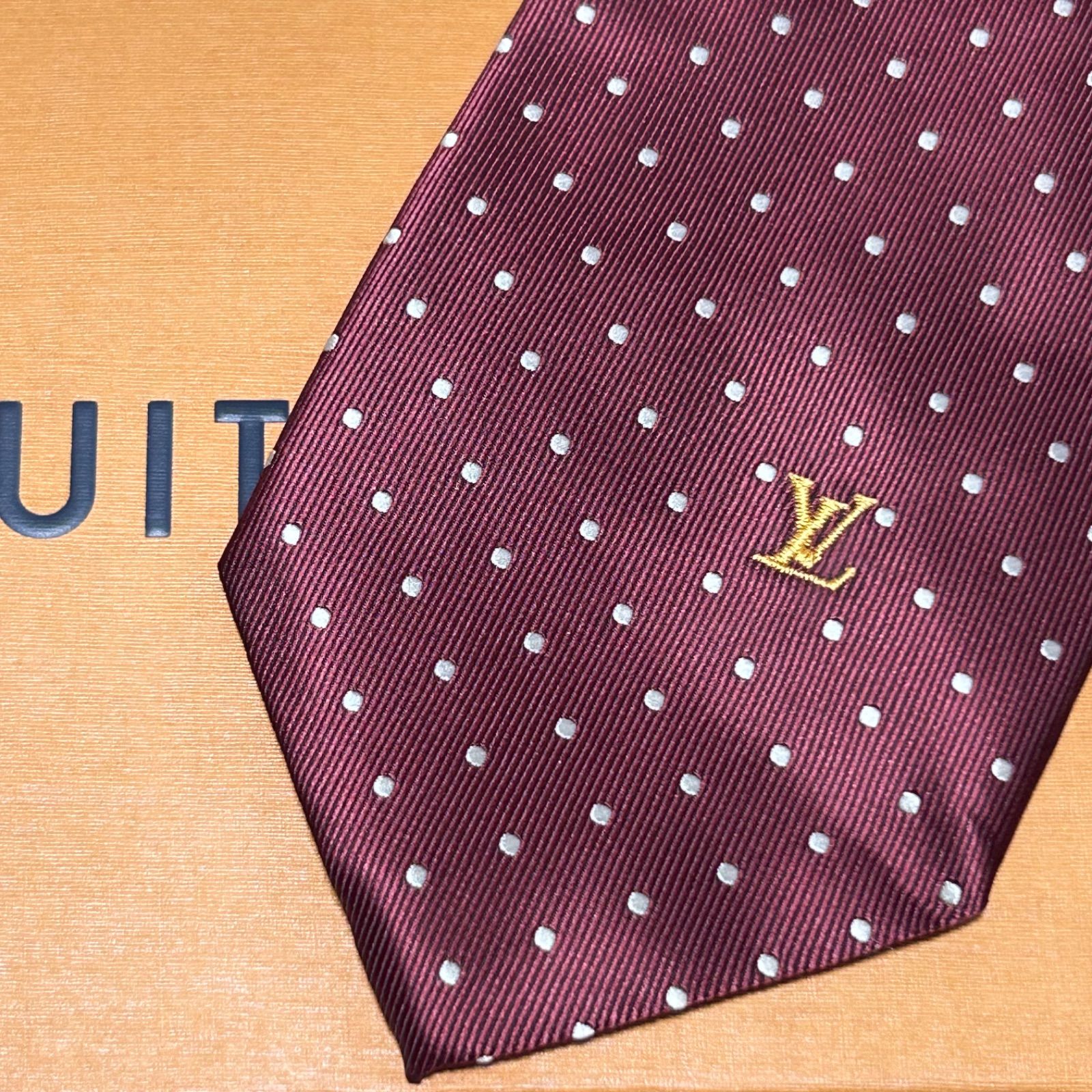 LOUIS VUITTON ボルドー ドットネクタイ ルイヴィトン Louis Vuitton ネクタイ シルク100% ボルドー