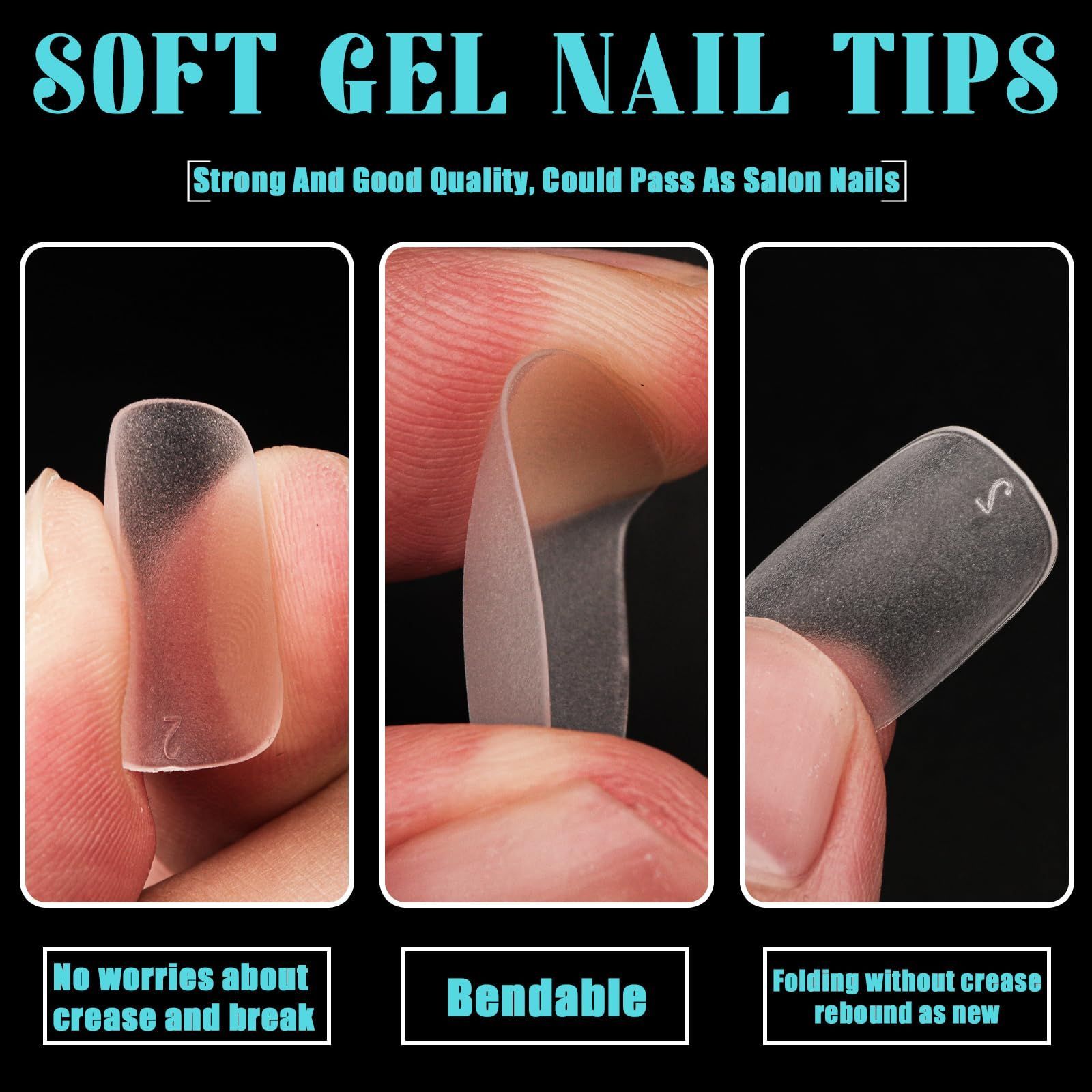 240 ピース ミディアム スクエア オーバル ネイルチップ 15