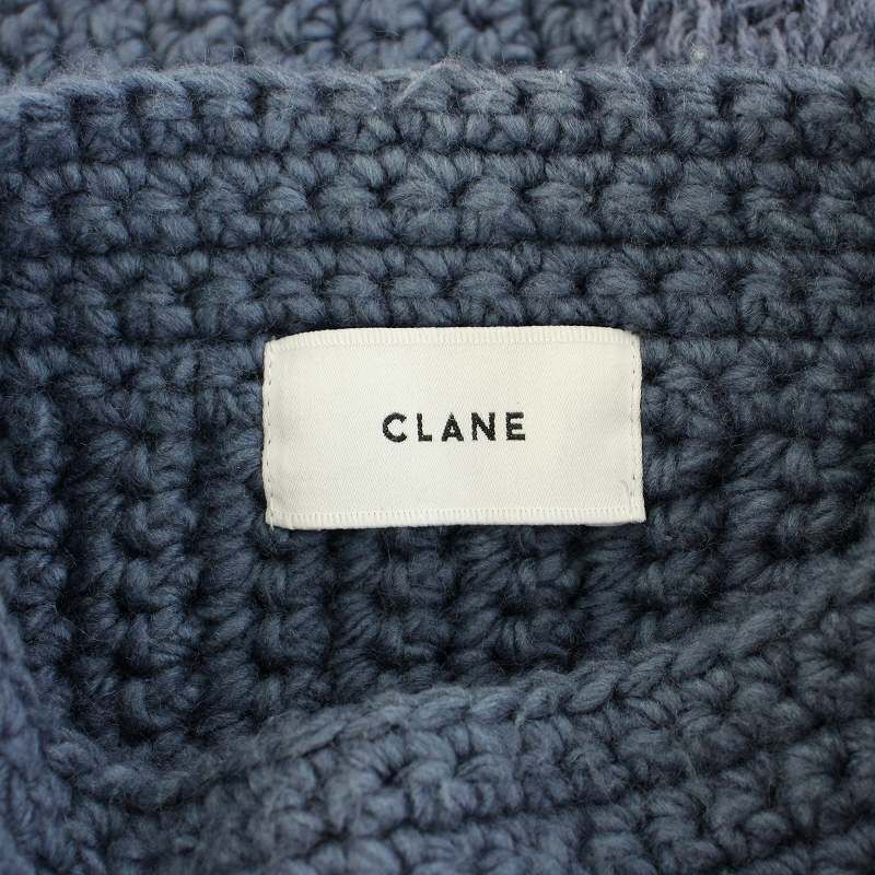 クラネ CLANE 22AW ワイドチェックハンドニット WIDE CHECK HAND KNIT セーター モックネック 長袖 1 青 ブルー 13106-2192 レディース クラネ CLANE 22AW ワイドチェックハンドニット WIDE CHECK HAND