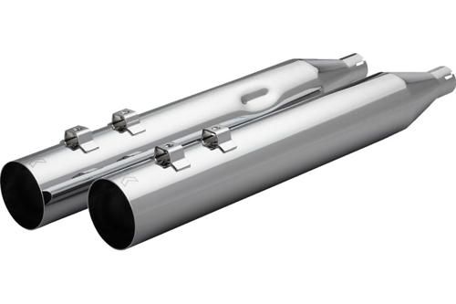 4インチ HP-Plus スリップオンマフラー ストレートカット 標準バッフル クローム 1995〜16年ツーリングモデル BRIGHTFACE_UK