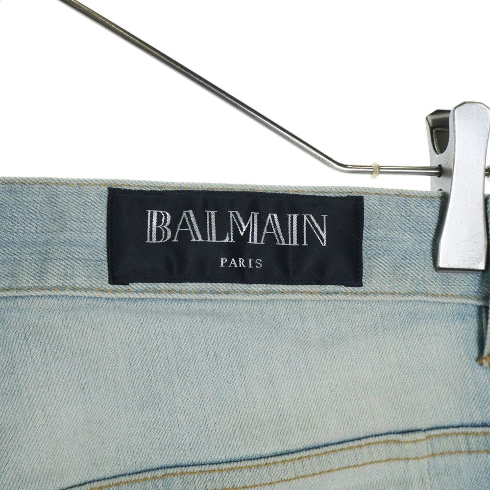 BALMAIN (バルマン) ダメージ加工ウォッシュドデニムパンツ