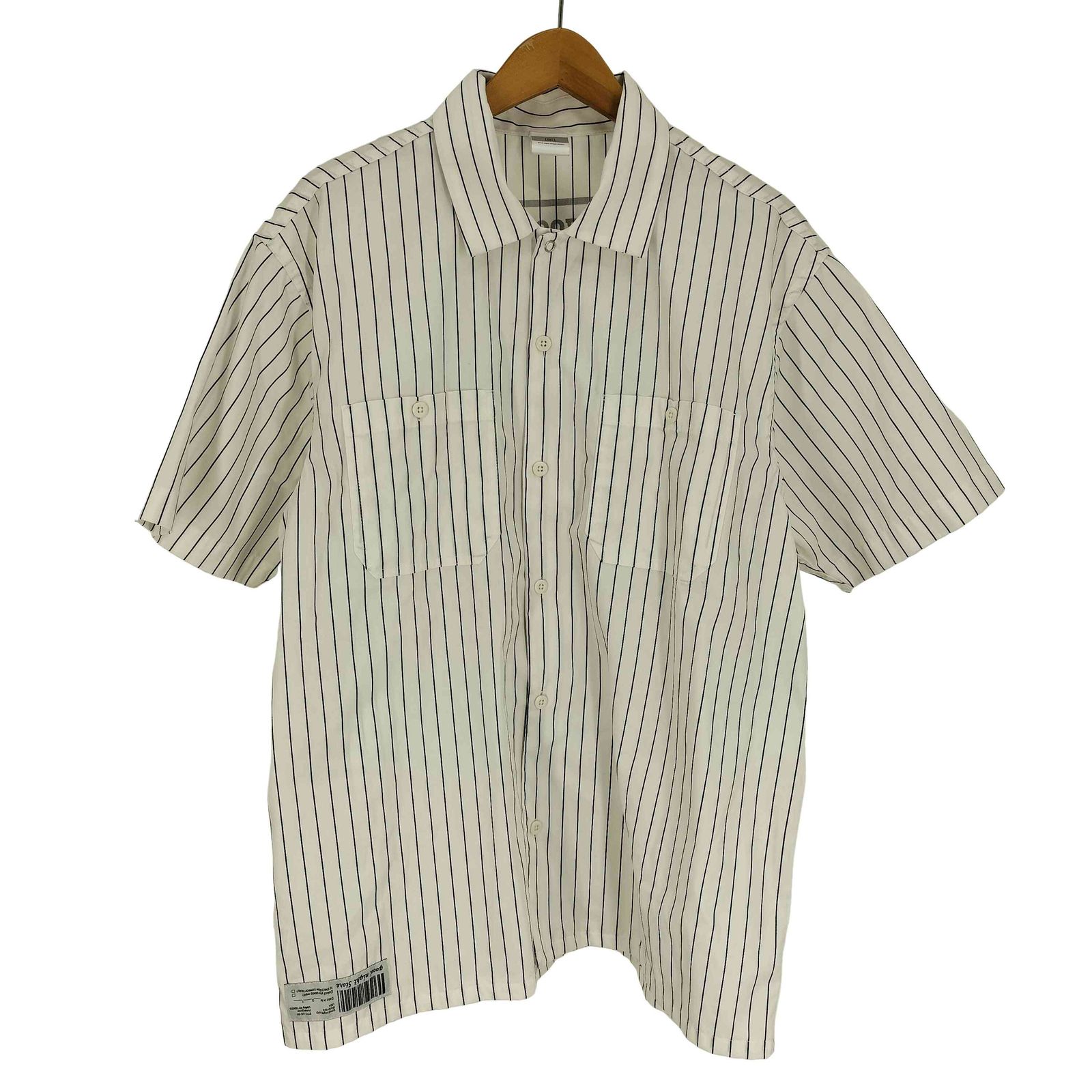 ユーズドフルギ USED古着 GOOD NIGHT 5TORE フラップポケット ストライプ S/S ワーク シャツ  メンズ 表記無 