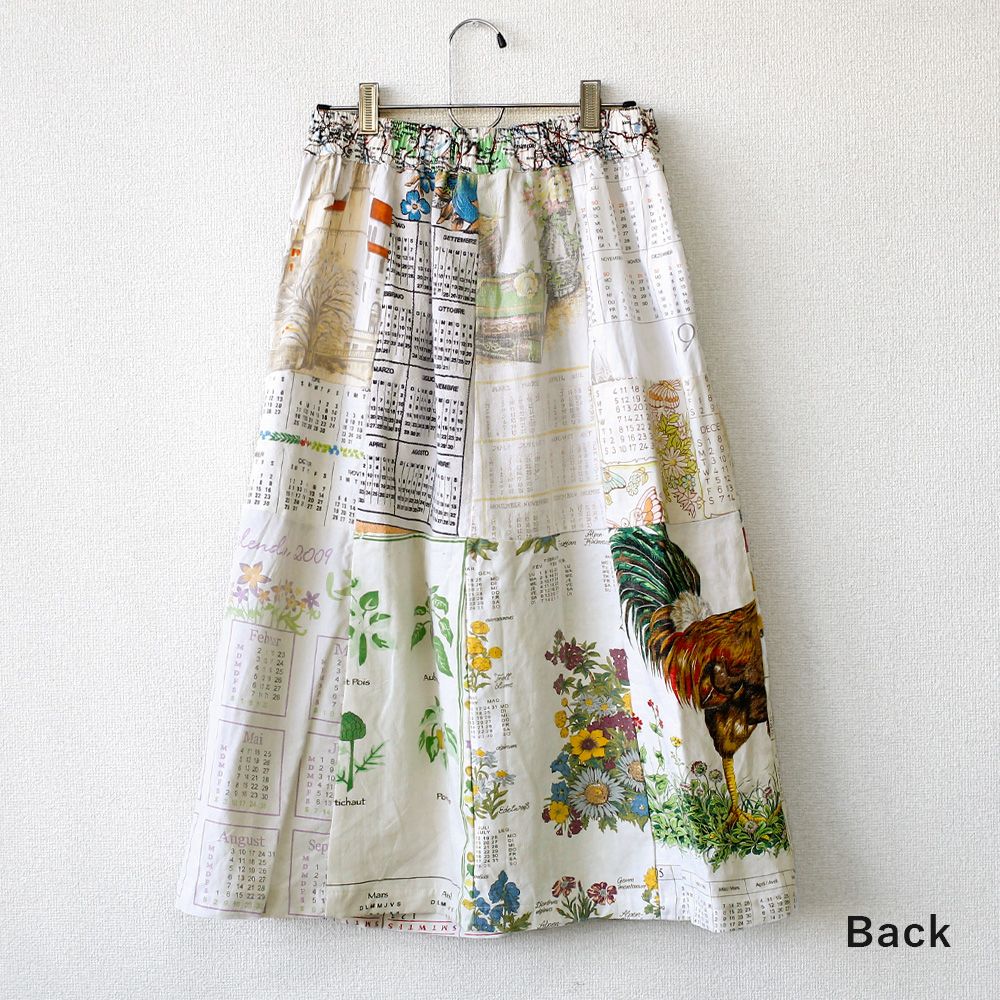 リメイク スカート ペナントクロス 総柄 ゴム 素材 UR-0649