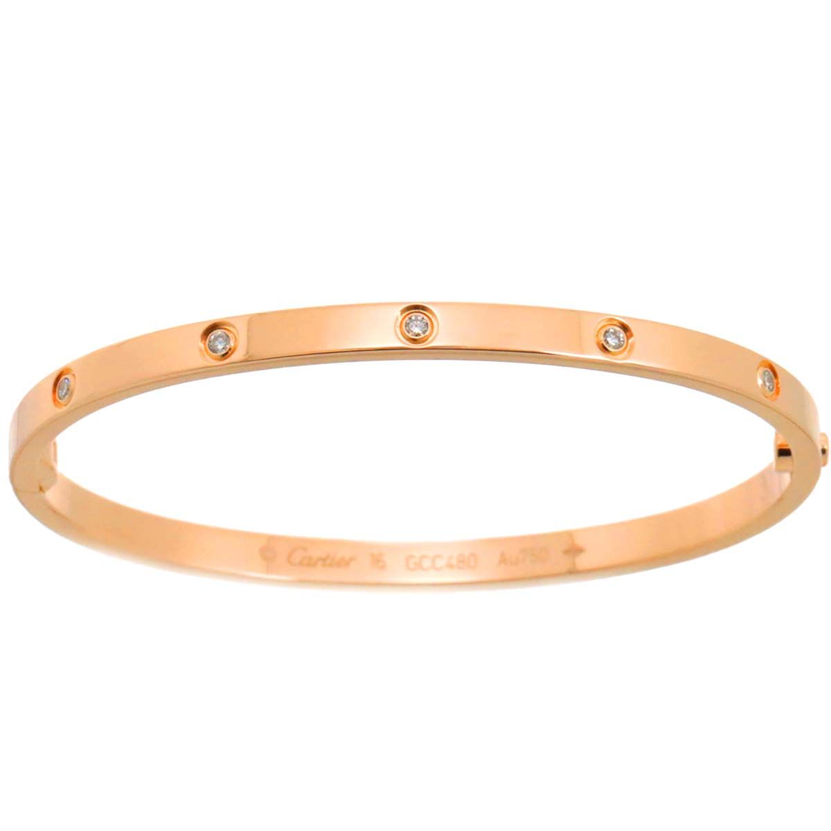 カルティエ Cartier ラブ ブレス スモール SM #16 フル ダイヤ 10P K18