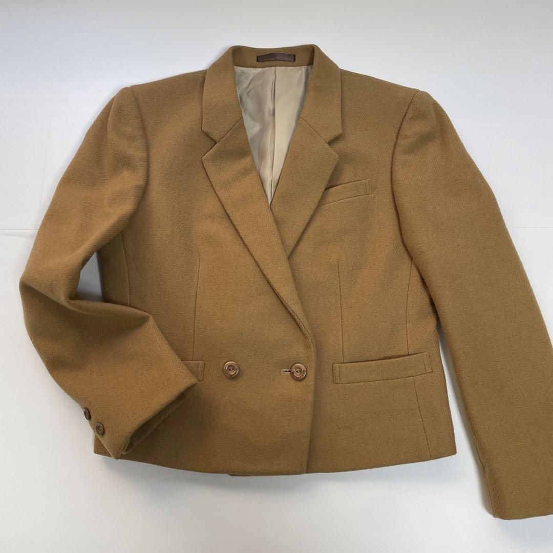 美品 Burberrys ダブルジャケット ベージュ 11号 サマーウール BURBERRYS バーバリーズ ベージュ ダブルブレスト ジャケット ウール