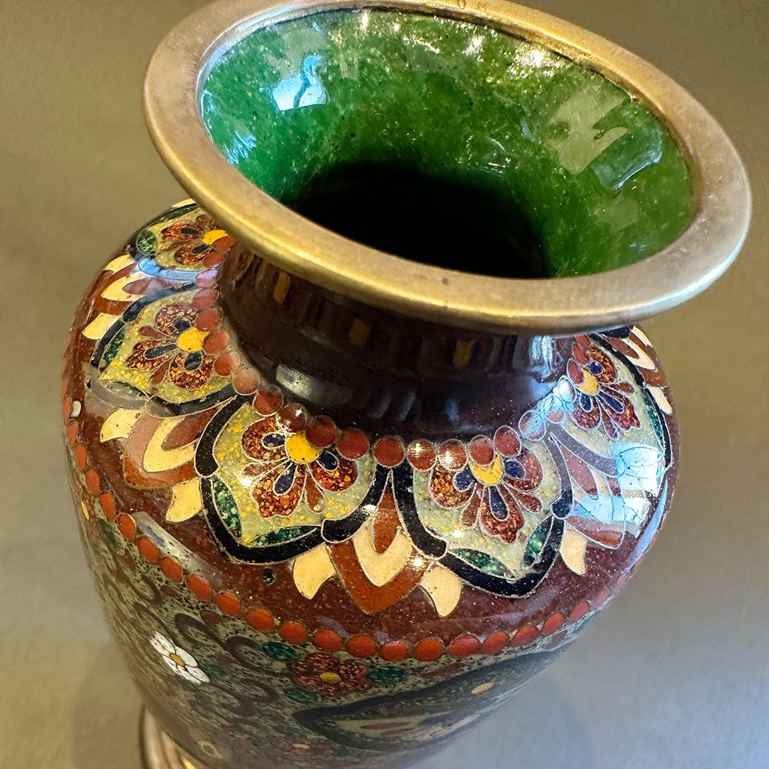 七宝焼 尾張七宝 花器 専用台座付 鳳凰龍紋 - メルカリ