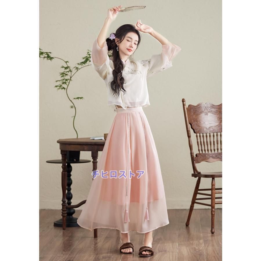 中華服 レディース 長袖 ショート丈 チャイナ服＋ロング丈