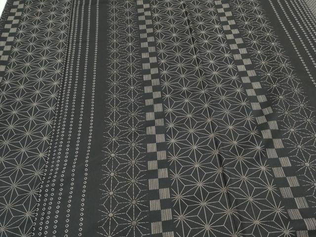 平和屋着物○本場染大島紬 麻の葉間道 やまと誂製 胴抜き仕立て 正絹