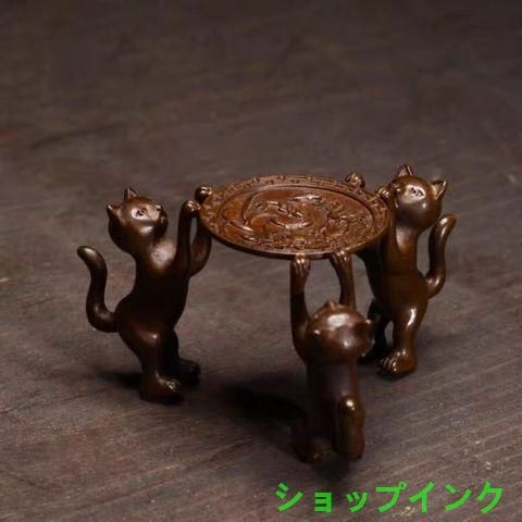 茶道具 盖置 銅製 細工 瓶座 花台 香炉台 飾台 透かし彫り