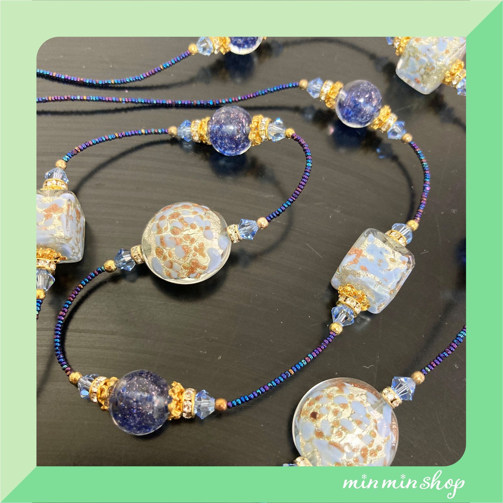 【特価】 ヴェネチアンガラス／ネックレス＊約55cm＊コバルトブルー＋ アクセサリー