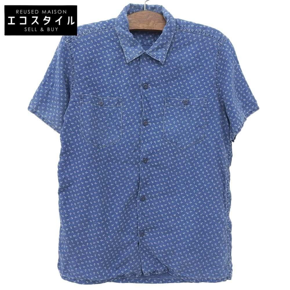 RRL ダブルアールエル インディゴ リネン 開襟ワークシャツ トップス メンズ ブルー M M