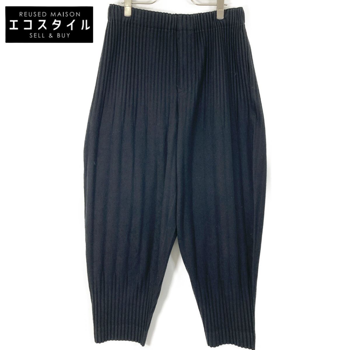 HOMME PLISSE ISSEY MIYAKE オムプリッセ イッセイミヤケ ﾌﾞﾗｯｸ HP93JF154 ﾎﾟﾚｽﾃﾙｺｯﾄﾝ ﾊﾟﾝﾂ 3
