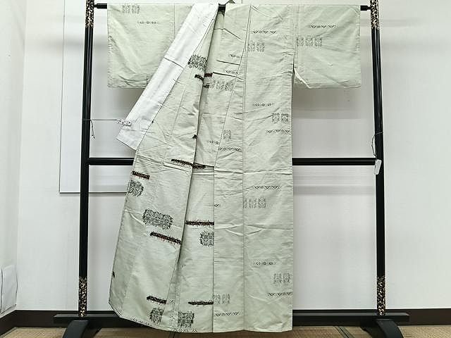 平和屋着物▽上質な紬　単衣　舞花文　正絹　逸品　AAAZ1550fy 平和屋着物▽上質な紬 単衣 舞花文 正絹 逸品 AAAZ1550fy