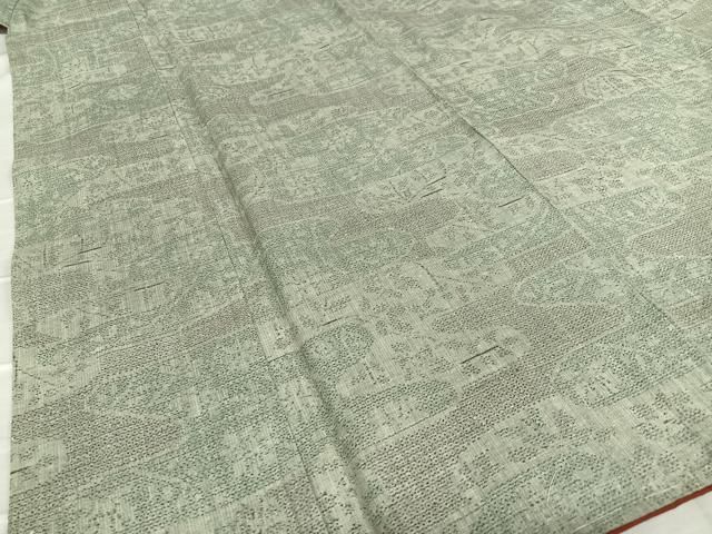 平和屋着物○本場結城紬 重要無形文化財 100亀甲 エ霞花文 正絹 逸品  