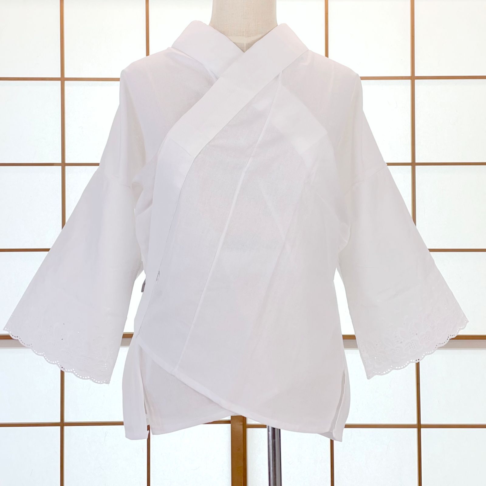 新品】サラシ半襦袢 Lサイズ 塩瀬半衿付 うそつき襦袢 着物