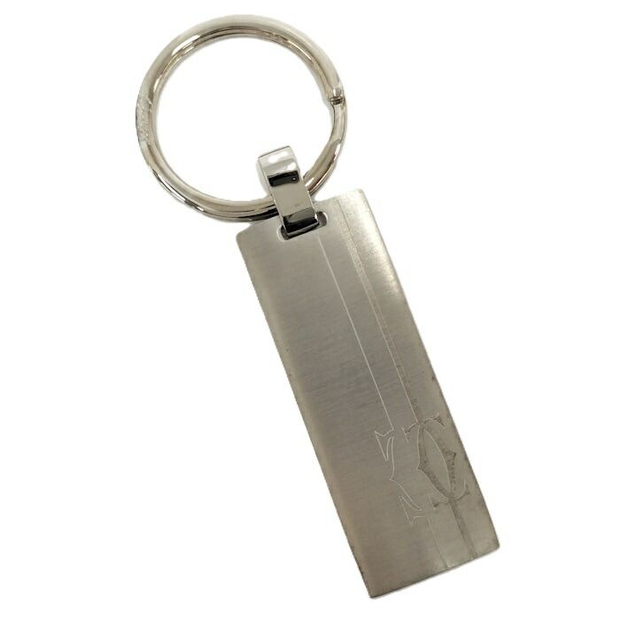 Cartier ロゴプレート キーリング キーホルダー シルバー メタル T1220398