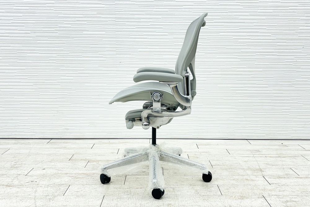 未開封♥品 ハーマンミラー アーロンチェア リマスタード Bサイズ フル装備 Herman Miller オフィス家具 ポリッシュドアルミニウムベース ミネラル レザーアーム A000003226