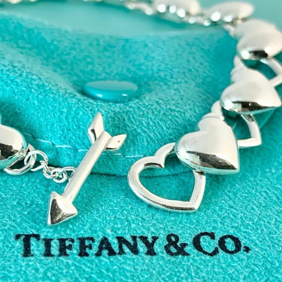 オールドティファニー 美品 パフ ハート アロー ブレスレット 希少
