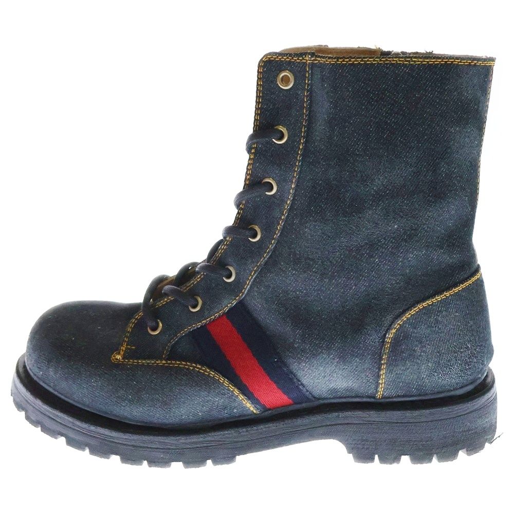 GUCCI ブラック ブーツ　サイズ37 ✨未使用級✨ グッチ メンズ サイドジップ ブラック レザー