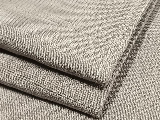 平和屋着物▽上質な紬 単衣 色無地 暁鼠色 反端付き 正絹 逸品 未使用