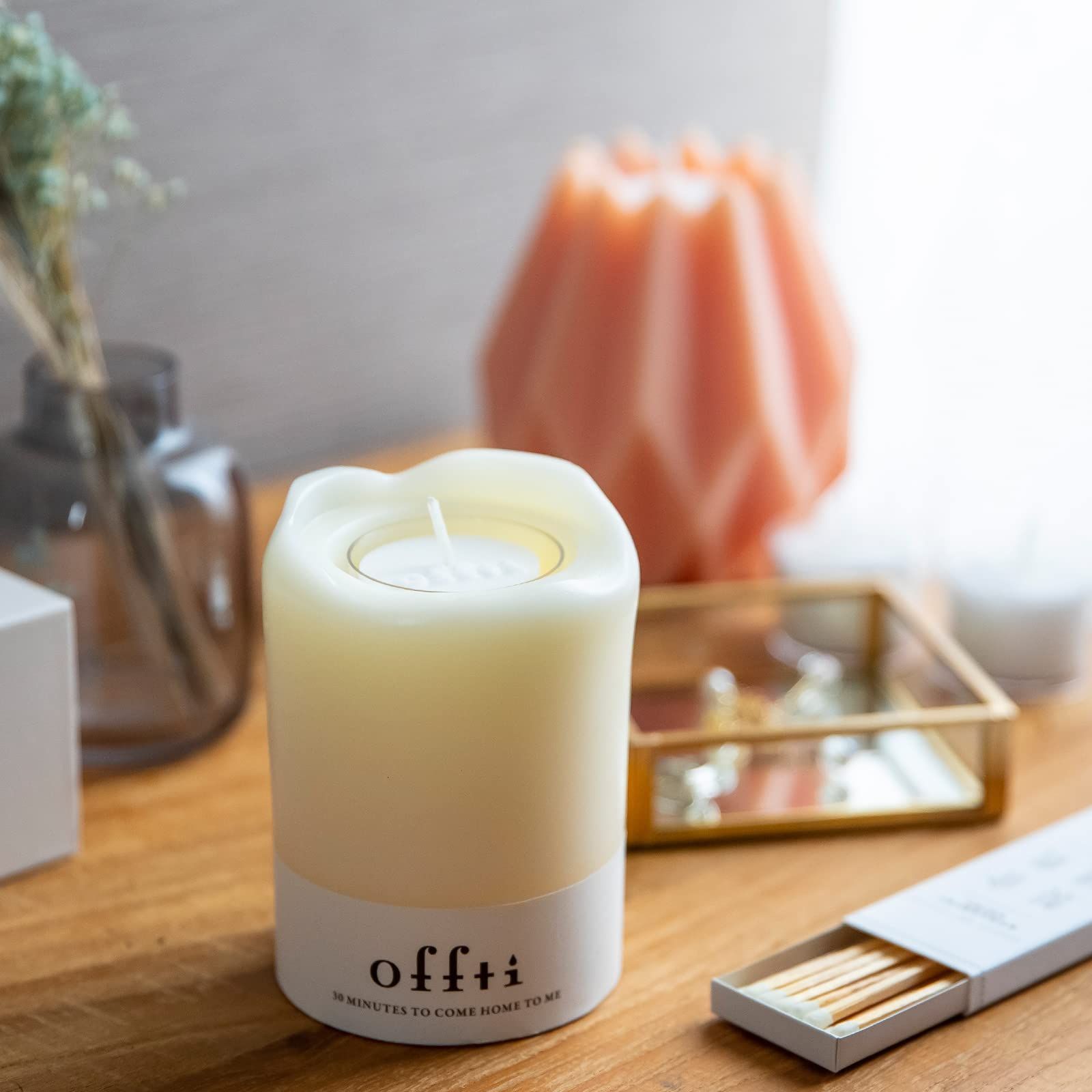 在庫 オフティ 溶けないキャンドル キャンドルスタンド offti メルティー アイボリー アロマカップキャンドル 4個入 ピュアリリーの香り キャンドルホルダー1個入 NEXPOTALLINN_EU