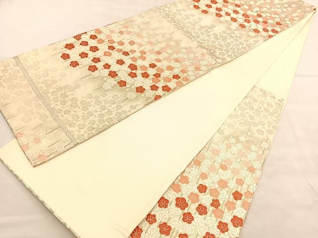 平和屋着物◎六通柄袋帯 唐織 槍梅 金糸 正絹 逸品 BAAV1658hv