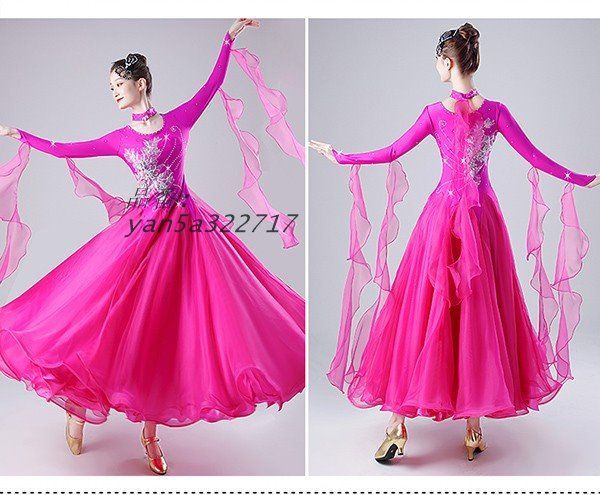 社交ダンス ドレス 競技用 社交ダンス衣装 ワンピース ヴィーナスダンスウエア 広がる ドレス 社交ダンス 豪華 キラキラ 長袖 舞台 yan5a322717 LLC-HASEGAWATOSO_COM