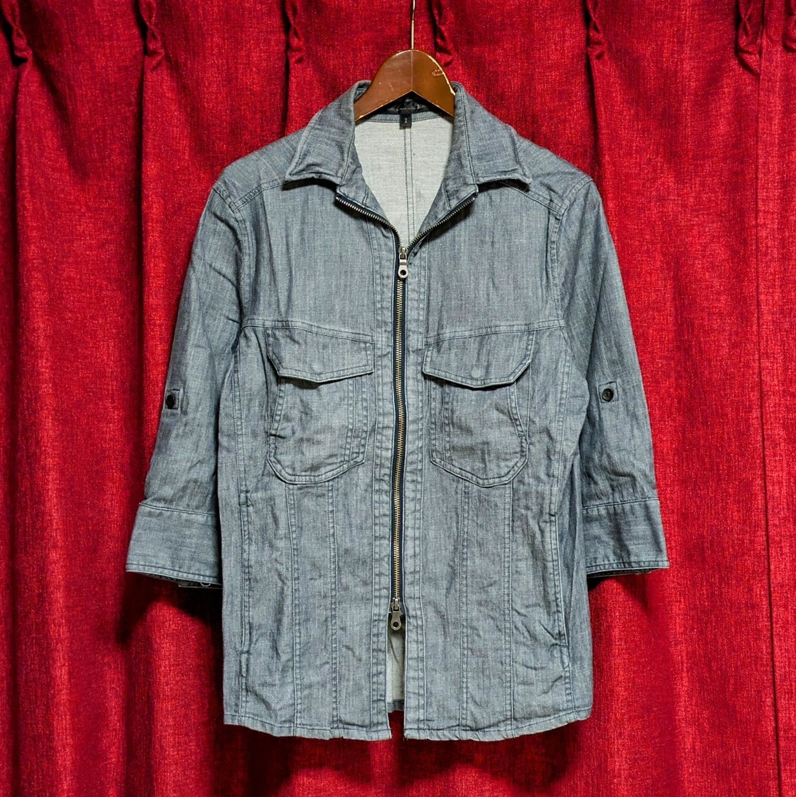 Y2Kファッション SCHLUSSEL シュリセル デニムジャケット ブルーグレー 