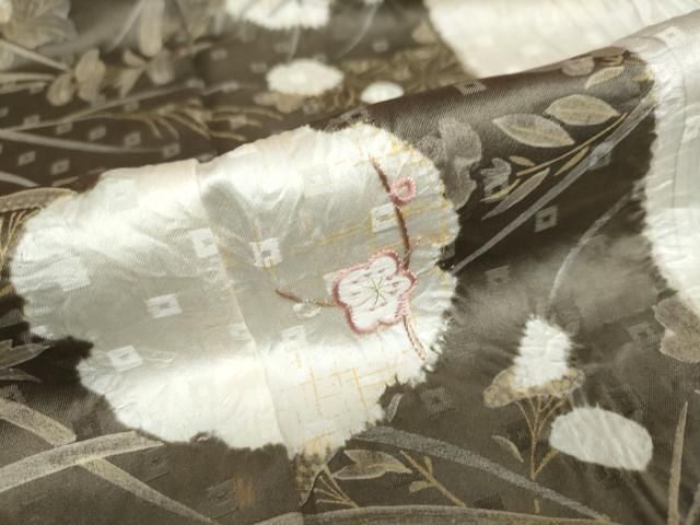 平和屋着物○訪問着 絞り 刺繍 雪輪草花文 正絹 逸品 未使用