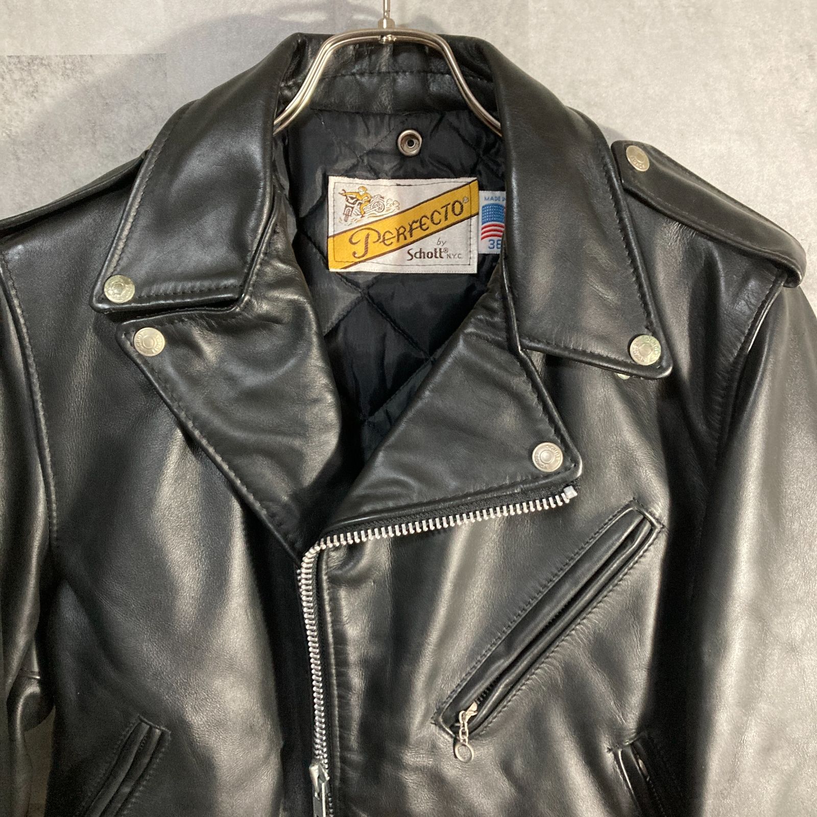 90s USA製 SCHOTT 618 ダブルライダース レザージャケット ブラック 36