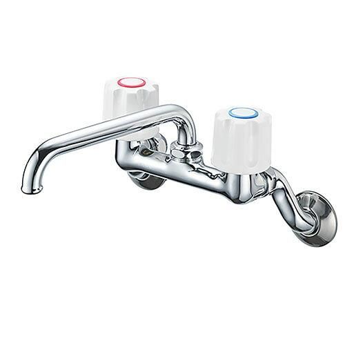 2営業日で発送 SANEI 旧社名 三栄水栓製作所 SANEI ツーバルブ混合栓 キッチン用 壁付き 上向きパイプ 一般地 寒冷地共用形 K21-W-13 シルバー