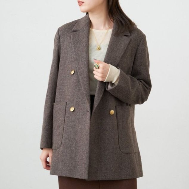 IENA (イエナ) 23010900111030 杢ツイード W前ジャケット レディース ブラウン 38