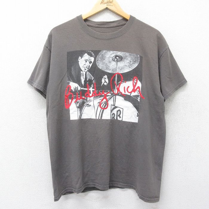 L/古着 半袖 ロック バンド Tシャツ メンズ バディリッチ クルーネック 濃グレー 24jun17 中古