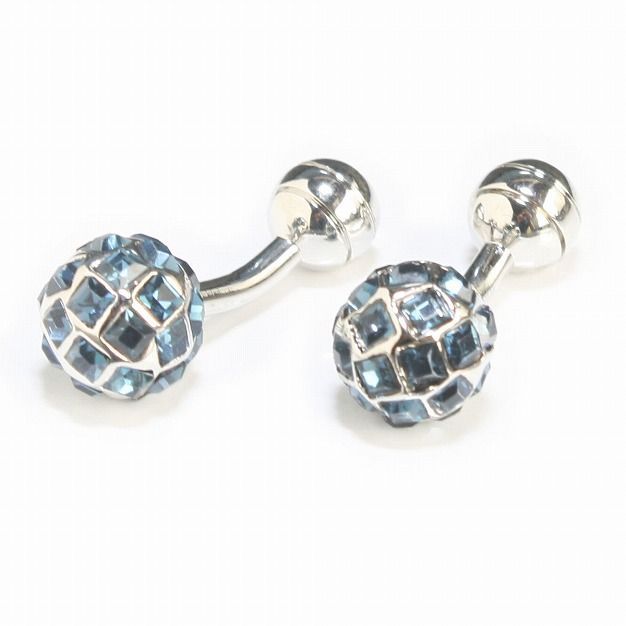 鎌倉カフス工房　ブルーパンククリスタルカフスボタン（カフリンクス）