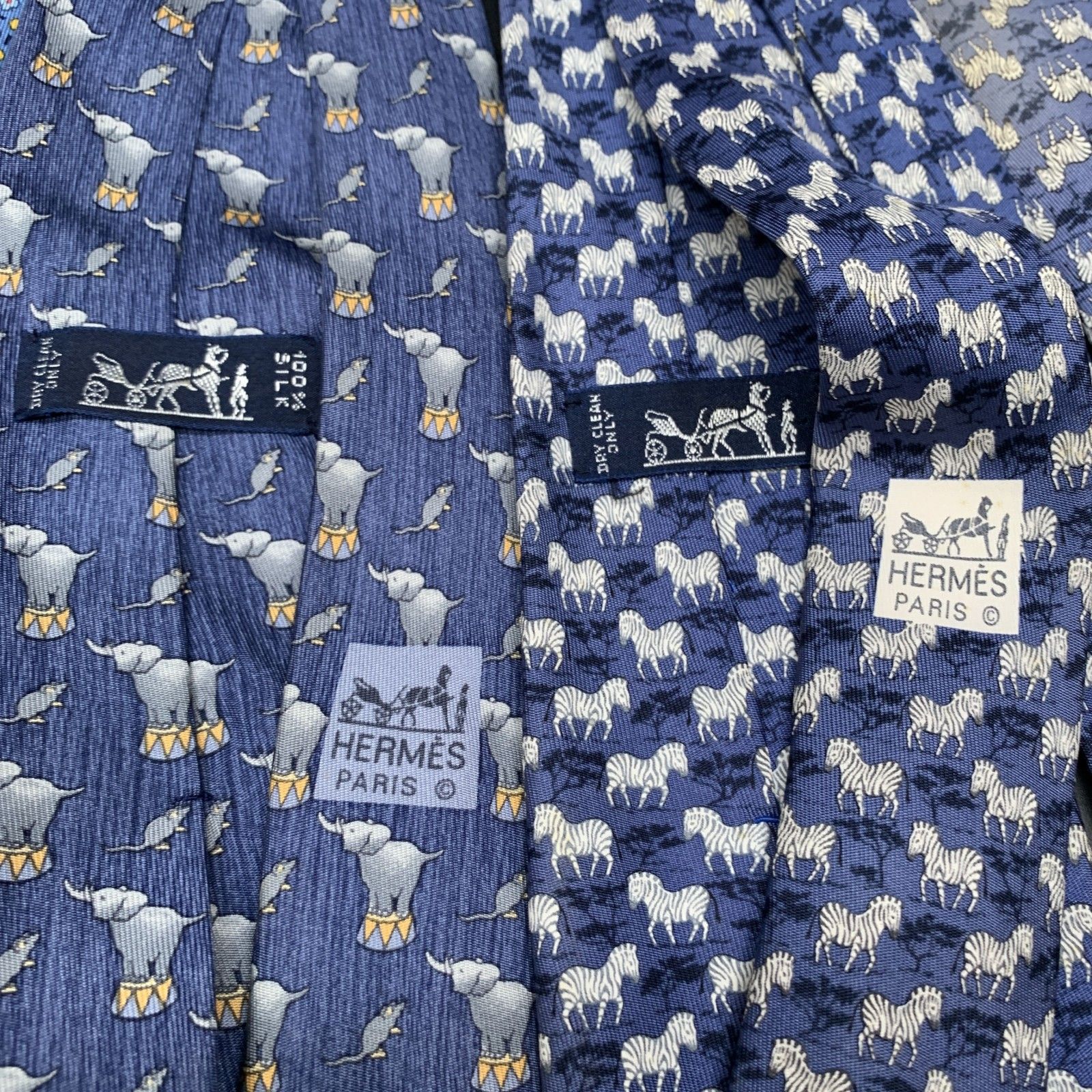 N390 HERMES 全点エルメス ネクタイ 5本セット まとめ売り ブランドネクタイ  ブルーイエロー系　ビジネス紳士 N390 HERMES 全点エルメス ネクタイ 5本セット まとめ売り ブランド