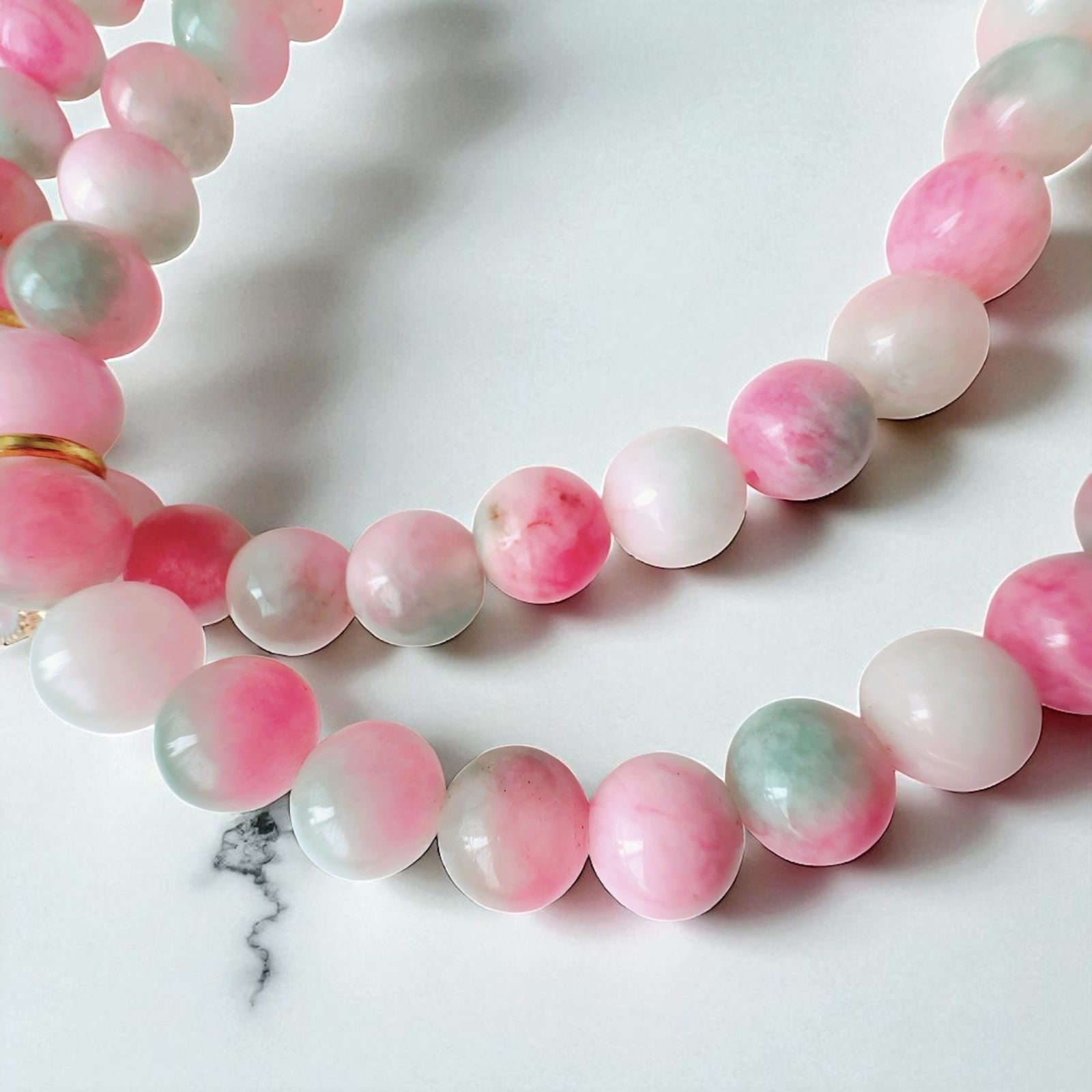 もぐみ様ご専用バイカラーフローライトリボン  ルビー  クンツァイトブレスレット 蛍石（種類（宝石）シトリン）の通販